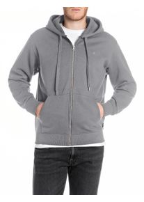Kapuzensweatjacke Replay, Herren, Gr. S, grau (lead grau), Sweatware, Obermaterial: 80% Baumwolle, 20% Polyester, unifarben, normal, Rundhals, angesetztes B&uuml;ndchen, Sweatjacken Kapuzensweatjacke
