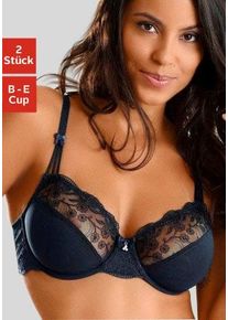 B&uuml;gel-BH Nuance, Damen, Gr. 105, Cup D, blau (marine, wei&szlig;), Spitze, Obermaterial: 68% Polyamid, 25% Polyester, 7% Elasthan, BHs B&uuml;gel-BH, mit sch&ouml;ner Stickereispitze, Dessous