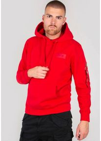 Kapuzensweatshirt Alpha Industries "BACK PRINT HOODY", Herren, Gr. M, rot, angeraute Sweatware, Obermaterial: 80% Baumwolle, 20% Polyester, bedruckt, normal normal, Rundhals, Rippb&uuml;ndchen, Sweatshirts Kapuzensweatshirt, Baumwollmischung, regular fit