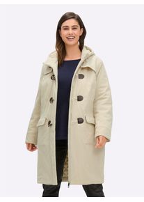 Dufflecoat sheego, Damen, Gr. 46, sand, 100% Polyester, Wattierung:100% Polyester, unifarben, unifarben mit Farbeinsatz, unifarben mit Farbeins&auml;tzen, M&auml;ntel Dufflecoat