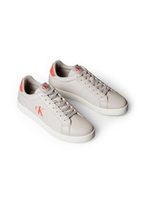 Plateausneaker Calvin Klein Jeans "3 CUPSOLE PU", Herren, Gr. 44, orange (beige, orange), Lederimitat, kontrastfarbene Details, Schuhe Plateausneaker, Freizeitschuh, Halbschuh, Schn&uuml;rschuh mit gepolstertem Schaftrand