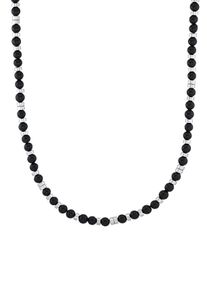 Kette ohne Anh&auml;nger s.Oliver "2031485", schwarz (edelstahlfarben, schwarz), Halsketten, Herren, Edelstahl, L: 51, Kette ohne Anh&auml;nger, mit Achat