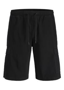 Jack & Jones Cargohose JACK & JONES "JPSTCOLE DYLAN CARGO SHORTS MID", Herren, Gr. L, N-Gr, schwarz, Web, Obermaterial: 98% Baumwolle, 2% Elasthan, unifarben, relaxed fit kn&ouml;chellang, Hosen Cargohose