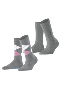 Socken Burlington "Everyday Argyle Mix 2er-Pack", Damen, Gr. 36-41, grau (light grau), Baumwollmischung, Argyle-Muster, normal, Socken Socken, aus weicher gek&auml;mmter Baumwolle atmungsaktiv