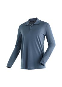 Langarm-Poloshirt Maier Sports "Ulrich L/S", Herren, Gr. XL, blau (jeansblau), 100% Polyester, Shirts Langarm-Poloshirt, Herren Polo langarm, leichtes Funktionsshirt, Langarmshirt, Reg. Fit