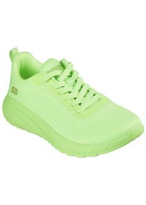 Sneaker Skechers "BOBS SQUAD CHAOS-COOL RYTHMS", Damen, Gr. 35, gr&uuml;n (neongr&uuml;n lime), Textil, unifarben, Schuhe Sneaker, Knitwear-Sneaker, Schn&uuml;rschuh in veganer Verarbeitung, Topseller
