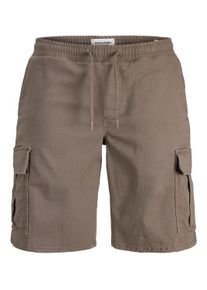 Jack & Jones Cargohose JACK & JONES "JPSTCOLE DYLAN CARGO SHORTS MID", Herren, Gr. XL, N-Gr, falcon, Web, Obermaterial: 98% Baumwolle, 2% Elasthan, unifarben, relaxed fit kn&ouml;chellang, Hosen Cargohose