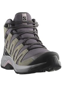 Wanderschuh Salomon "X-ADVENTURE RECON MID GTX W", Damen, Gr. 40,5, excalibur, gull, nirvana, Leder, Textil, Schuhe Wanderschuh, wasserdicht dank Gore-Tex Membrane