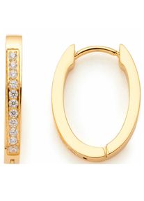 Paar Creolen Leonardo "Ohrring Ronia Beauty's", gold (gelbgoldfarben, kristallwei&szlig;, kristallwei&szlig;), Ohrringe, Damen, Edelstahl, Paar Creolen, mit Zirkonia (synth.)