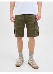 Jack & Jones Cargoshorts JACK & JONES "JPSTCOLE JJJONNIE CARGO SHORTS", Herren, Gr. S, N-Gr, gr&uuml;n (olive night), Web, Obermaterial: 98% Baumwolle, 2% Elasthan, unifarben, loose fit, Hosen Cargoshorts