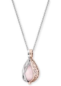 Kette mit Anh&auml;nger Engelsrufer "Himmelstr&auml;ne mit Lebensblume" Gr. XS, rosa (silberfarben, ros&eacute;goldfarben, rosa, kristallwei&szlig;), Halsketten, Damen, XS, Silber 925 (Sterlingsilber), L: 50, Kette mit Anh&auml;nger, mit Rosenquarz, Zirkonia (synth.)