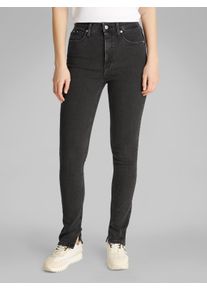 Skinny-fit-Jeans Calvin Klein Jeans "HIGH RISE SKINNY", Damen, Gr. 29, L&auml;nge 32, schwarz (denim schwarz), Denim/Jeans, Obermaterial: 92% Baumwolle, 6% Elastomultiester, 2% Elasthan, unifarben, skinny fit kn&ouml;chelfrei, Jeans Skinny-fit-Jeans, in schwarzer Waschung