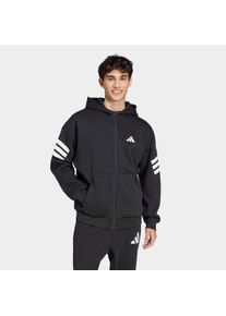Kapuzensweatjacke adidas Sportswear "FUTURE ICONS 3-STREIFEN", Herren, Gr. S, schwarz, Obermaterial: 67% Polyester, 33% Baumwolle, angesetztes B&uuml;ndchen, Sweatjacken Kapuzensweatjacke
