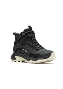 Wanderschuh Merrell "MOAB SPEED 2 MID GTX", Damen, Gr. 40, schwarz, Synthetik, Schuhe Wanderschuh, wasserdicht dank Gore-Tex Membrane, mit Vibram Sohle