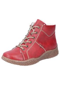 Winterboots Rieker, Damen, Gr. 42, rot, Lederimitat, unifarben, Schuhe Winterboots, Schn&uuml;rboots, Stiefelette, High Top Sneaker mit Innenrei&szlig;verschluss