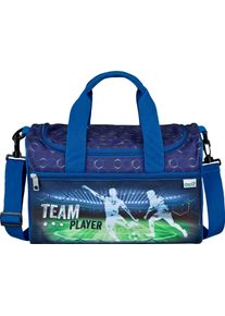 Sporttasche Scooli "Jurassic World", M&auml;dchen, Gr. B/H/T: 35cm x 23cm x 16cm, blau (team player), Polyester, bedruckt, Taschen Sporttasche