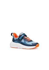 Sneaker Geox "J PRO-RAN BOY", Jungen, Gr. 33, navy, orange, Lederimitat, Textil, Schuhe Sneaker, Slipper mit elastischen Schn&uuml;rsenkeln, Gr&ouml;&szlig;enschablone zum Download
