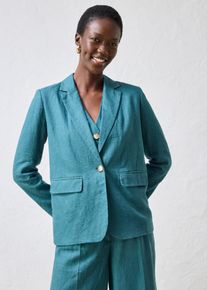 bonprix Blazer aus reinem Leinen, petrol, Gr.52, hochwertiger Leinenblazer mit hautfreundlichem Baumwollfutter, aus Leinen