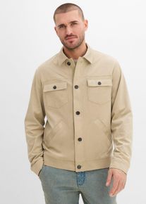 bonprix Velourslederimitat-Jacke, beige, Gr.58, Der perfekte Begleiter: Ob l&auml;ssig oder elegant, diese Jacke passt sich deinem Stil anLederimitat