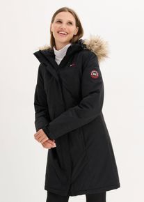 bonprix wasserdichter warmer Funktions-Outdoor-Mantel mit Fellimitat, schwarz, Gr.44, Funktionale Regenjacke mit abnehmbarer Kapuze und Fellimitat