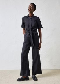 bonprix Jumpsuit aus reinem Leinen, schwarz, Gr.48, eleganter Jumpsuit aus reinem Leinen, mit passendem Bindeg&uuml;rtel