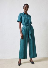 bonprix Jumpsuit aus reinem Leinen, petrol, Gr.44, eleganter Jumpsuit aus reinem Leinen, mit passendem Bindeg&uuml;rtel