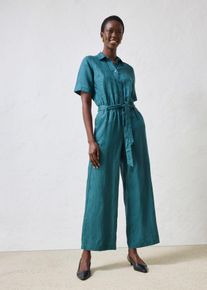 bonprix Jumpsuit aus reinem Leinen, petrol, Gr.36, eleganter Jumpsuit aus reinem Leinen, mit passendem Bindeg&uuml;rtel