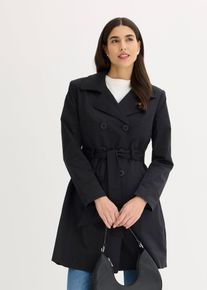 bonprix Trenchcoat aus Baumwolle, schwarz, Gr.46, Charmanter Trenchcoat mit doppelreihiger Knopfleiste und Bindeg&uuml;rtel., 97% Baumwolle