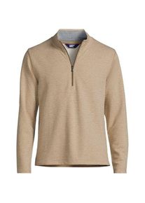 LANDS' END Herringbone-Pullover mit Rei&szlig;verschluss, Herren,  Beige, Baumwoll-Mischung/Polyester-Mischung, by Lands' End