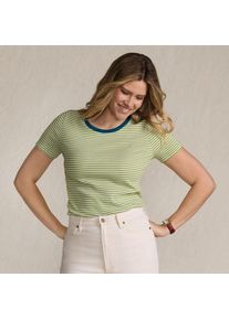 LANDS' END Feinripp-Shirt mit Rundhalsausschnitt und kurzen &Auml;rmeln, Damen,  Blau, Baumwolle/Elasthan, by Lands' End