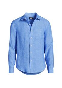 LANDS' END Langarm-Hemd aus reinem Leinen, Lang-Gr&ouml;&szlig;e, Herren,  Blau, Leinen, by Lands' End