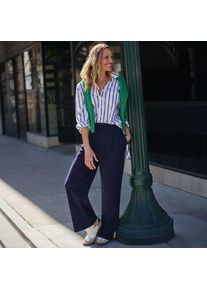 LANDS' END Jersey-Bundfaltenhose mit weitem Bein, Damen,  Blau, Baumwolle, by Lands' End