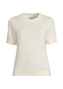 LANDS' END Rundhalspullover aus Baumwolle/Seidenmix, Damen,  Wei&szlig;, Baumwolle/Seide/Nylon, by Lands' End