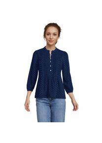 LANDS' END Baumwolle/Modal-Biesenshirt mit 3/4-&Auml;rmeln, Damen,  Blau, Elasthan/Baumwoll-Mischung/Synthetic-blend, by Lands' End