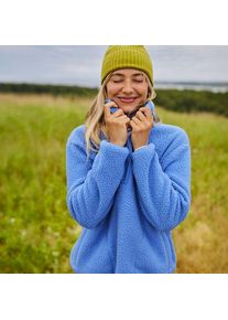 LANDS' END Teddy-Pullover mit Rei&szlig;verschluss, Damen,  Blau, Polyester, by Lands' End