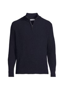 LANDS' END Chenille-Pullover mit Rei&szlig;verschluss, Herren,  Grau, Polyester/Nylon, by Lands' End