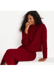 LANDS' END Pullover aus softem Rippstrick, Damen,  Pink, Baumwolle/Wolle/Nylon, by Lands' End