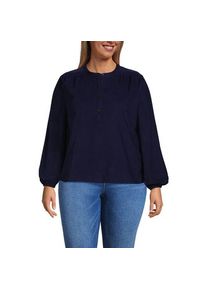LANDS' END Feincord-Bluse mit Raffungen, Damen,  Blau, Baumwolle, by Lands' End