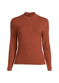 LANDS' END Stehbundshirt aus Rippstrick, Damen,  Orange, by Lands' End
