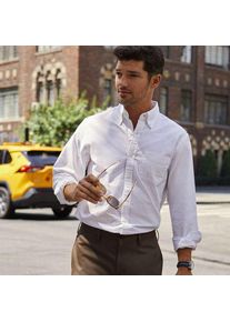 LANDS' END Langarm-Oxfordhemd, Classic Fit, Herren,  Wei&szlig;, Baumwolle, by Lands' End