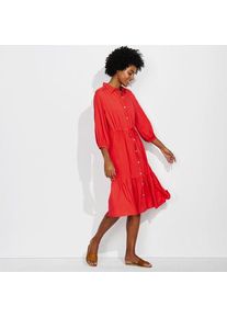 LANDS' END Midi-Hemdblusenkleid, Damen,  Orange, Viskose, by Lands' End
