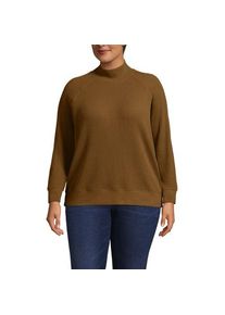 LANDS' END Stehbund-Shirt aus Waffeljersey, Damen,  Braun, Baumwoll-Mischung/Polyester-Mischung, by Lands' End