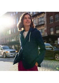 LANDS' END Strickblazer mit abnehmbarer Kapuze, Damen,  Blau, Baumwoll-Mischung/Polyester-Mischung, by Lands' End