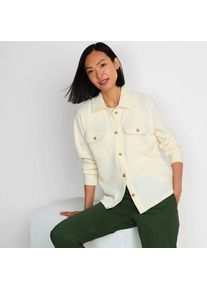 LANDS' END Hemdbluse aus Waffeljersey, Damen,  Wei&szlig;, Baumwoll-Mischung/Polyester-Mischung, by Lands' End