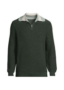 LANDS' END DRIFTER Pullover mit Colorblock-Kragen und Rei&szlig;verschluss, Herren,  Beige, Baumwolle, by Lands' End