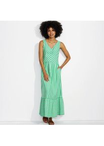 LANDS' END Maxikleid aus Baumwolle/Modal-Mix mit V-Ausschnitt, Damen,  Gr&uuml;n, Elasthan/Baumwoll-Mischung/Baumwolle Modal, by Lands' End