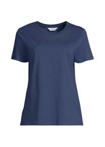 LANDS' END Supima T-Shirt mit Rundhalsausschnitt, Damen,  Blau, Baumwolle, by Lands' End