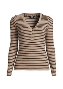 LANDS' END Flie&szlig;endes Doppeljersey-Henleyshirt, Damen,  Braun, Elasthan/Polyester/Viskose, by Lands' End