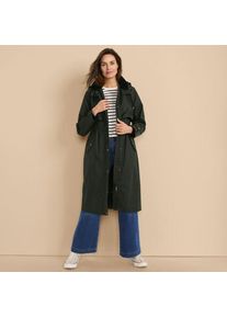LANDS' END Langer, gewachster Mantel mit Kapuze, Damen,  Gr&uuml;n, Baumwolle/Polyester, by Lands' End