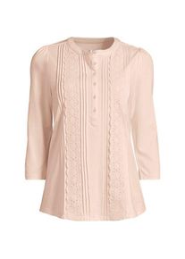 LANDS' END Shirt aus Baumwoll/Modalmix mit Lochstickerei mit 3/4-&Auml;rmeln, Damen,  Pink, Baumwolle Modal, by Lands' End